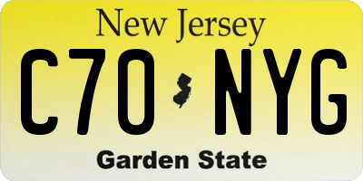 NJ license plate C70NYG