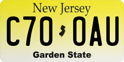NJ license plate C70OAU