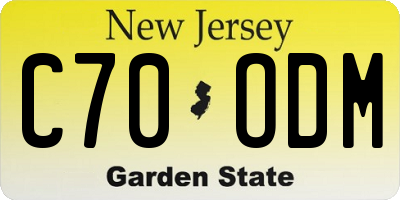 NJ license plate C70ODM