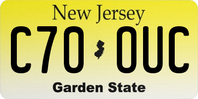NJ license plate C70OUC