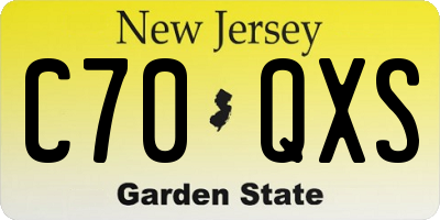 NJ license plate C70QXS
