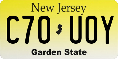 NJ license plate C70UOY