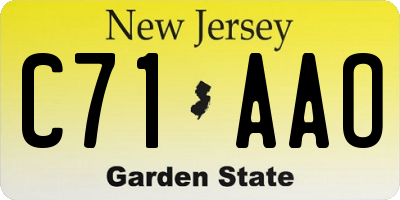 NJ license plate C71AAO