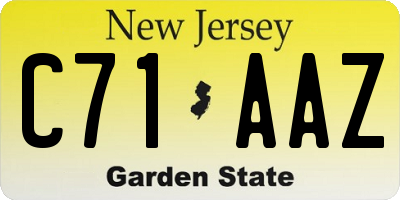 NJ license plate C71AAZ