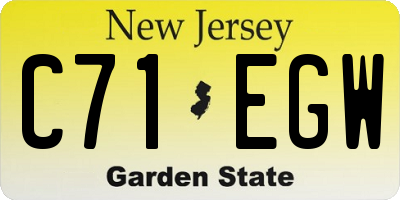 NJ license plate C71EGW