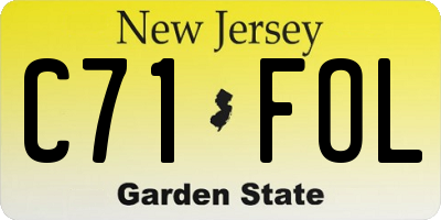 NJ license plate C71FOL