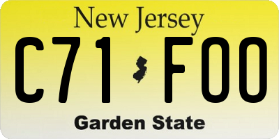 NJ license plate C71FOO