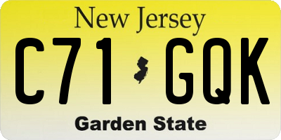 NJ license plate C71GQK