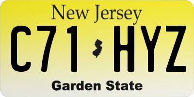 NJ license plate C71HYZ