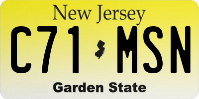 NJ license plate C71MSN
