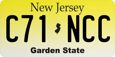 NJ license plate C71NCC
