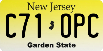 NJ license plate C71OPC