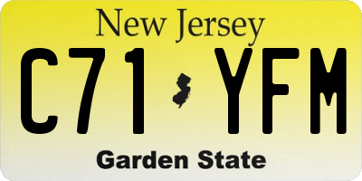 NJ license plate C71YFM