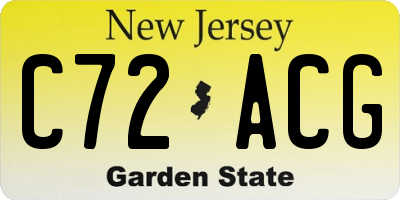 NJ license plate C72ACG