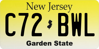 NJ license plate C72BWL