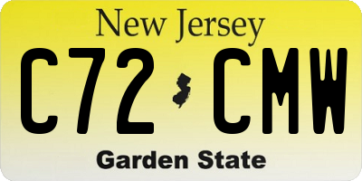 NJ license plate C72CMW