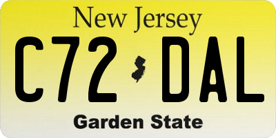 NJ license plate C72DAL