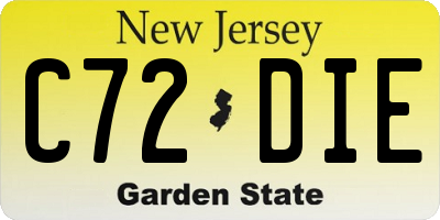 NJ license plate C72DIE
