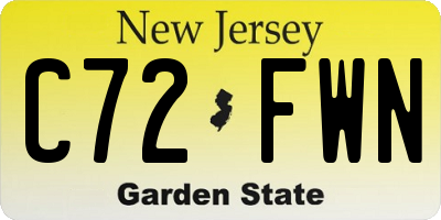 NJ license plate C72FWN