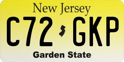 NJ license plate C72GKP