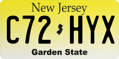 NJ license plate C72HYX