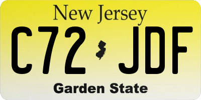 NJ license plate C72JDF