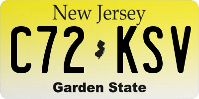 NJ license plate C72KSV