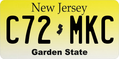 NJ license plate C72MKC