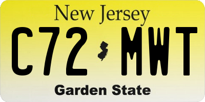 NJ license plate C72MWT