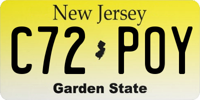NJ license plate C72POY