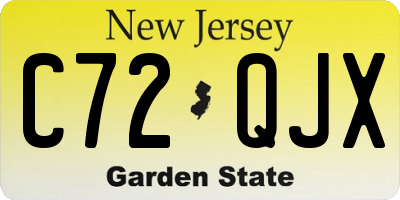 NJ license plate C72QJX