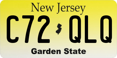 NJ license plate C72QLQ