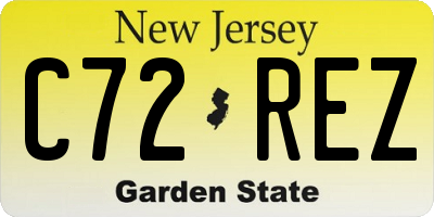 NJ license plate C72REZ