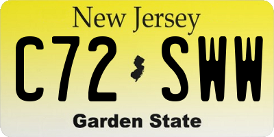 NJ license plate C72SWW