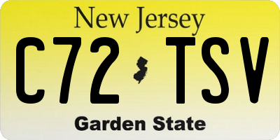 NJ license plate C72TSV