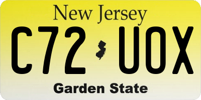 NJ license plate C72UOX