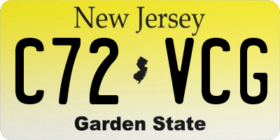 NJ license plate C72VCG
