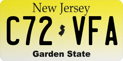 NJ license plate C72VFA