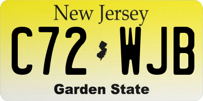 NJ license plate C72WJB