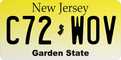 NJ license plate C72WOV