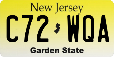 NJ license plate C72WQA
