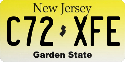 NJ license plate C72XFE