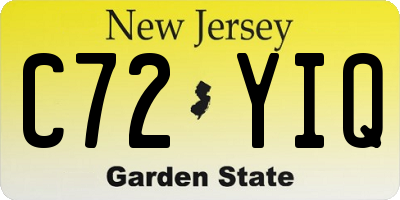 NJ license plate C72YIQ