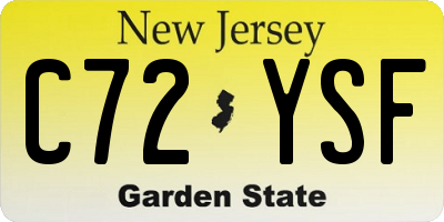 NJ license plate C72YSF