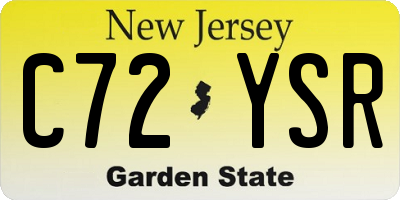 NJ license plate C72YSR