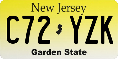 NJ license plate C72YZK