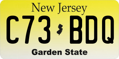 NJ license plate C73BDQ