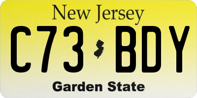 NJ license plate C73BDY