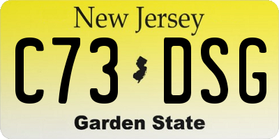 NJ license plate C73DSG