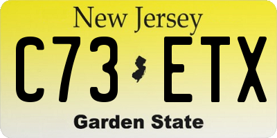 NJ license plate C73ETX